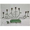 Image 2 : Metal 7-Flower Candelabra w/ Silverplate Bird Flame Snuffer 13"H, Avila Castillo (Mexico)