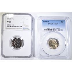 LOT OF 2 GRADED JEFFERSON NICKELS: