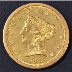 1843-O $2.5 GOLD LIBERTY  CH ORIG UNC