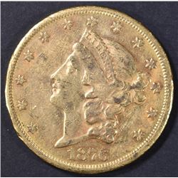 1876-CC $20 GOLD LIBERTY  ORIG UNC LT OLD CLEANING