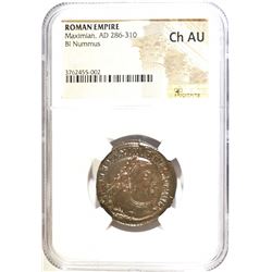 AD 286-310 MAXIMIAN BI NUMMUS NGC CH AU
