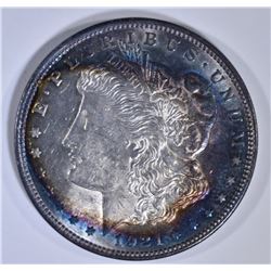 1921 MORGAN DOLLAR  CH BU  RAINBOW BULLSEYE TONING