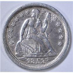 1853 SEATED LIBERTY DIME  AU
