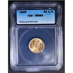 1926 $2.5 SESQUI COMMEM GOLD  ICG MS-64