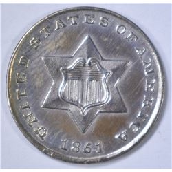 1851 3 CENT SILVER BU