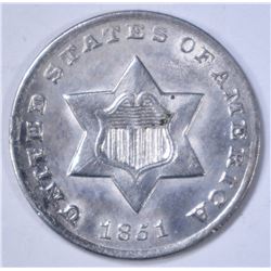 1851-O 3 CENT SILVER BU