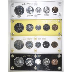 1960, 61, 62 & 63 PROOF SETS IN HOLDERS