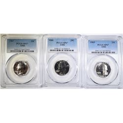 1965, 1966, & 1967 SMS QUARTERS, PCGS SP67