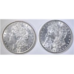 1887 CH BU & 91 BU MORGAN DOLLARS