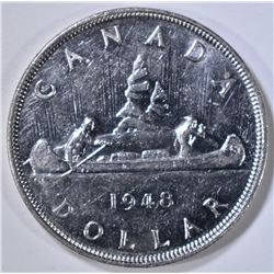 1948 CANADA SILVER DOLLAR, AU/BU