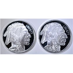 2-INDIAN/BUFFALO ONE OUNCE .999 SILVER ROUNDS