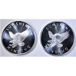 2-SUNSHINE MINT ONE OUNCE .999 SILVER ROUNDS
