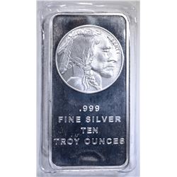 TEN OUNCE .999 SILVER BAR INDIAN/BUFFALO