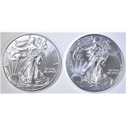 2-GEM BU 2020 AMERICAN SILVER EAGLES