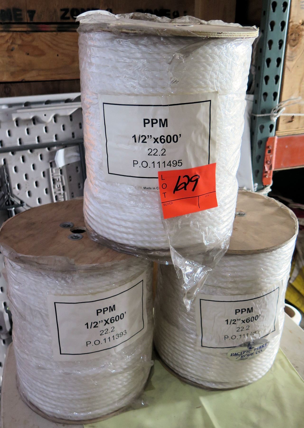 White Rope Spool Qty 3 Spools White Rope PPM 1/2