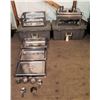 Image 1 : Qty 2 Footed Warmers w/ Chafing Serving Dishes & Lid in Hard Case