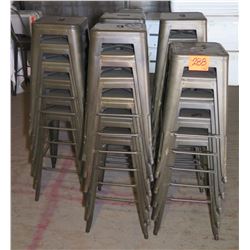 Qty 29 Retro Square Metal Bar-Height Stools w/ Foot Rail
