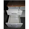 Image 8 : Metal & White Cabinet w/ Drawers & Sliding Doors 62"x20"x29" H
