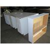 Image 2 : White Wood Desk w/ Acrylic Top, Side File Drawers & End Shelf 96"x48"x35"H