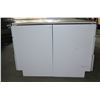 Image 8 : White Wood Desk w/ Acrylic Top, Side File Drawers & End Shelf 96"x48"x35"H