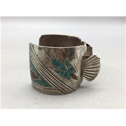 Vintage Navajo inlay watch bracelet