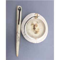 Antique Ivory Cigar Cutter and Ashtray