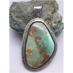 Large Green Stone Turquoise Pendant- Gilbert Tom