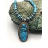 Image 1 : High-grade Turquoise Pendant on a Disk Bead Necklace