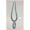 Image 3 : High-grade Turquoise Pendant on a Disk Bead Necklace