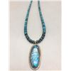 Image 4 : High-grade Turquoise Pendant on a Disk Bead Necklace