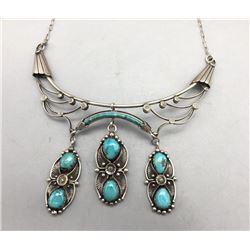 Unique Turquoise and Sterling Silver Necklace