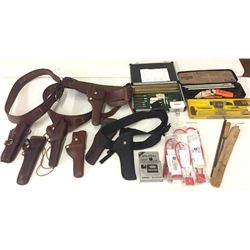 Group of Holsters and Cleaning Supplies