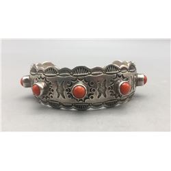 Five Stone Coral Bracelet by Ted Secatero
