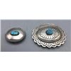 Image 1 : Two Sterling Silver and Turquoise Buckles