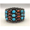 Image 1 : Turquoise and Coral CLuster Bracelet