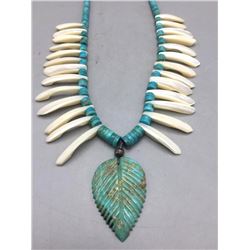 Vintage Carved Turquoise Necklace