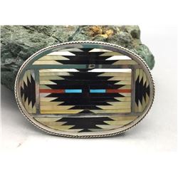 Zuni Inlay Belt Buckle by Charlotte Dishta