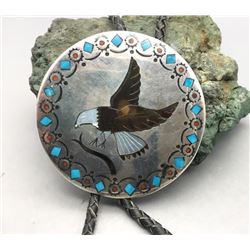 Eagle Themed Zuni Inlay Bolo Tie