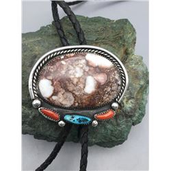 Wild Horse Turquoise and Coral Bolo Tie