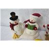 Image 3 : Qty 3 Snowmen Figurines: Carolers, Candy Canes & Sledding