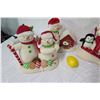 Image 2 : Qty 4 Snowmen Figurines: Candy Canes, Doghouse, Piano Player & Sledding