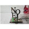 Image 2 : Qty 3 Holiday Decorations: Silver-Tone Noel & Hope Letters & Santa 6"-7" Height