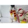 Image 2 : Qty 4 Holiday Plush Toys: 2 Snowmen, Snoopy & Dog w/ Snowman Figurine
