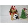 Image 2 : Qty 4 Holiday Decor: Plush Dog, 2 Snowman Figurines & Snoopy