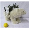 Image 1 : Furry Polar Bear w/ 2 Saddle Bags with Toys, Animals & Pine 13" Ht.