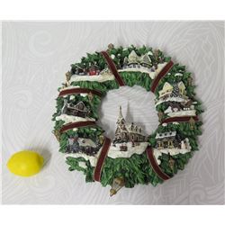 Thomas Kinkade Christmas Village Wreath Wall Hanging, Limited Edition D118.7