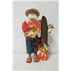 Image 2 : Hawaiian Santa in Aloha Wear w/ Surfboard, Shells & Toy Bag 17" Tall