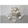 Image 2 : White Glazed Ceramic Fruit Bowl Décor w/ Misc. Fruit, Signed By Artist