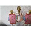 Image 2 : Qty 3 Glazed Decorative Camels w/ Glass Ball Crowns & Pink Saddles