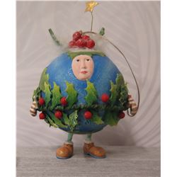 Round Holiday Elf Ornament w/ Peace on Earth & Maker's Mark PB* - 6" Height